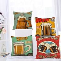Oktoberfest Beer Double Side Cushion Cover 4PC Soft Decorative Square Throw Pillow Cover Cushion Case Pillowcase for Sofa Bedroom Superior Quality Machine Washable Lightinthebox - thumbnail