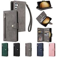 Phone Case For Samsung Galaxy S24 S23 S22 S21 Ultra Plus A54 A34 A14 Note 20 10 Wallet Case Zipper with Wrist Strap Kickstand Retro TPU PU Leather Lightinthebox