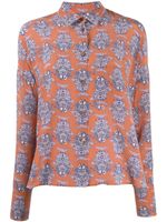 Odeeh fish-print silk shirt - Brown