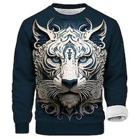 Graphic Animal Men's Daily 3D Print Sweatshirt Sports Outdoor Holiday Vacation Sweatshirts Black Navy Blue Long Sleeve Crew Neck Print Fleece Fall  Winter Designer Hoodie Sweatshirt Lightinthebox - thumbnail