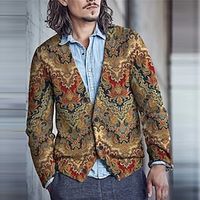 Floral Tribal Bandana Print Retro Vintage Tribal Men's Button Knitting Print Cardigan Sweater Knitwear Cowichan cardigan sweater Outdoor Daily Vacation Long Sleeve V Neck Sweaters Brown Fall Winter S Lightinthebox - thumbnail