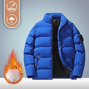 Men's Puffer Jacket Hiking Jacket Hiking Windbreaker Winter Outdoor Thermal Warm Windproof Outerwear Winter Jacket Full Length Visible Zipper Fishing Camping  Hiking  Caving Traveling Black White Lightinthebox