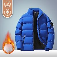 Men's Puffer Jacket Hiking Jacket Hiking Windbreaker Winter Outdoor Thermal Warm Windproof Outerwear Winter Jacket Full Length Visible Zipper Fishing Camping  Hiking  Caving Traveling Black White Lightinthebox - thumbnail