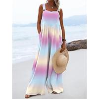 Women's Jumpsuit Pocket Print Tie Dye Square Neck Casual Street Daily Regular Fit Sleeveless Black Pink Blue S M L Summer Lightinthebox