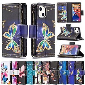 Phone Case For Apple Back Cover iPhone 12 Pro Max 11 SE 2020 X XR XS Max 8 7 Card Holder Shockproof Dustproof Graphic Butterfly Flower PU Leather miniinthebox