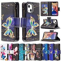 Phone Case For Apple Back Cover iPhone 12 Pro Max 11 SE 2020 X XR XS Max 8 7 Card Holder Shockproof Dustproof Graphic Butterfly Flower PU Leather miniinthebox - thumbnail