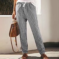 Women's Basic Casual / Sporty Comfort Going out Weekend Chinos Pants Stripe Full Length Elastic Drawstring Design Print Black Blue Red Khaki Green miniinthebox - thumbnail