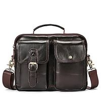 Men's Bags Nappa Leather Cowhide Briefcase Zipper Daily Handbags Dark Coffee Lightinthebox - thumbnail