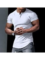 Men's Casual Slim Short-sleeved T-shirt Sports Fitness Running V-neck Top