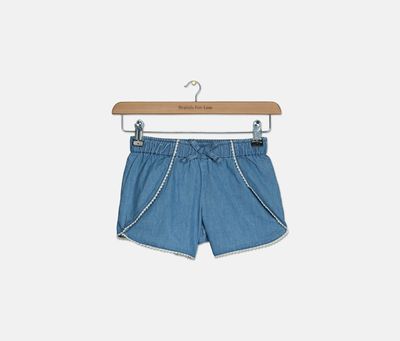 Kids Girls Chambray Tulip Hem Shorts Blue Kids Girls Chambray Tulip Hem Shorts Blue