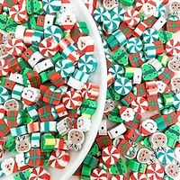 50 Pcs Christmas Handmade Polymer Clay Beads 10mm Polymer Clay Spacer Beads for Women Girls Jewelry Making DIY Charms Bracelet Necklace Hair Clip Accessories Handmade Craft miniinthebox - thumbnail