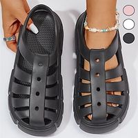 Women's Sandals Slip-Ons Height Increasing Shoes Comfort Shoes Daily Beach Platform Flat Heel Wedge Heel Round Toe Closed Toe Casual Comfort Minimalism EVA Loafer Solid Color Black Pink Beige Lightinthebox - thumbnail