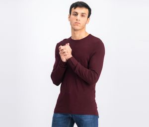 Mens Long Sleeve Plain Sweater  Maroon