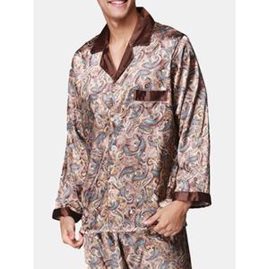 Silk-like Turn-Down Collar Pajamas