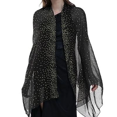 Shawls Women's Wrap Wedding Guest 's Wraps Elegant Sun Protection Sleeveless Tulle Wedding Wraps With Glitter For Party Spring  Summer Lightinthebox