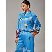 Women's Hot Air Balloon Print High Neck Top Raglan Sleeve Stand Collar Placement Print Elegant Stylish Casual Work Daily Fall Women's Hot Air Balloon Print High Neck Top Raglan Sleeve Stand Collar Placement Print Elegant Stylish Casual Work Daily Fall
