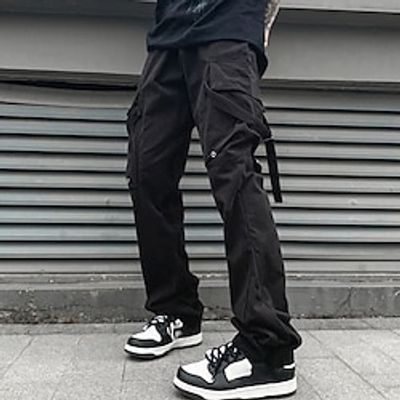 Men's Cargo Pants Cargo Trousers Techwear Pocket Plain Comfort Breathable Outdoor Daily Going out Cotton Blend Fashion Casual Black Lightinthebox