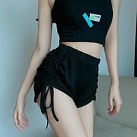 Women's Streetwear Athleisure Comfort Leisure Sports Weekend Shorts Pants Plain Short Drawstring Elastic Waist White Black Lightinthebox - thumbnail