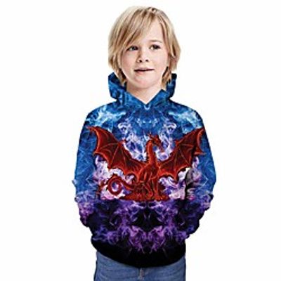Kids Boys' Hoodie  Sweatshirt Long Sleeve Dinosaur 3D Print Animal Unisex Blue Children Tops Summer Active Daily Wear Regular Fit 3-13 Years Lightinthebox