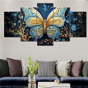 5 Panels Wall Art Canvas Animal Butterfly Prints Posters Painting Home Decoration Wall Hanging Gift Rolled Canvas No Frame Unframed Unstretched miniinthebox