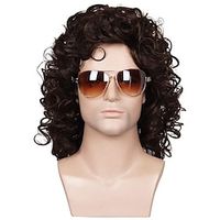 70s 80s costume wig rock wig Synthetic Wig Curly Layered Haircut Wig Short Brown Synthetic Hair Men's Cosplay Party Fashion Brown (Only Wig Without Glasses) Lightinthebox - thumbnail