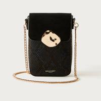 Luella Grey Textured Crossbody Bag with Chain Strap and Flap Closure