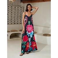 Satin Floral Print Camisole Jumpsuit Lightinthebox