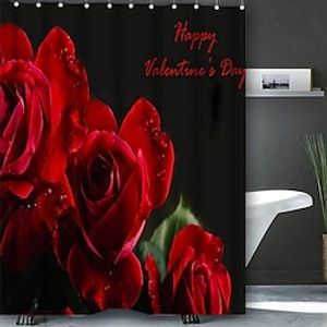 Valentine's Day Bathroom Deco Shower Curtain with Hooks Bathroom Decor Waterproof Fabric Shower Curtain Set with12 Pack Plastic Hooks miniinthebox