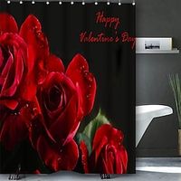 Valentine's Day Bathroom Deco Shower Curtain with Hooks Bathroom Decor Waterproof Fabric Shower Curtain Set with12 Pack Plastic Hooks miniinthebox