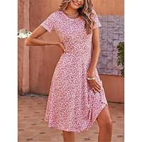 Women's Casual Dress Print V Neck Midi Dress Stylish Daily Vacation Short Sleeve Summer Lightinthebox