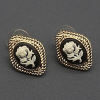 Edwardian Rococo Baroque Victorian 18th Century Earrings Women's Costume Earrings Black  Rosy Pink Vintage Cosplay Party  Evening Lightinthebox - thumbnail