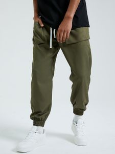 KOYYE Men Plain Utility Drawstring Elastic Waist Casual Pants