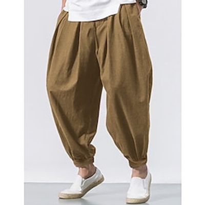 Men's Sweatpants Joggers Corduroy Pants Baggy Carrot Pants Drawstring Elastic Waist Elastic Cuff Plain Comfort Breathable Casual Daily Holiday Sports Fashion Black Blue miniinthebox