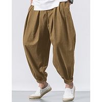 Men's Sweatpants Joggers Corduroy Pants Baggy Carrot Pants Drawstring Elastic Waist Elastic Cuff Plain Comfort Breathable Casual Daily Holiday Sports Fashion Black Blue miniinthebox - thumbnail