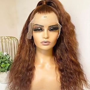 Unprocessed Virgin Hair 13x4 Lace Front Wig Layered Haircut Brazilian Hair Wavy Brown Wig 130% 150% Density with Baby Hair Natural Hairline 100% Virgin With Bleached Knots Pre-Plucked For wigs for Lightinthebox