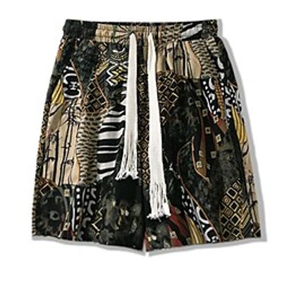 Men's Basic Hawaiian Shorts Beach Shorts Pocket Elastic Drawstring Design Knee Length Pants Casual Sports Inelastic Graphic Prints Outdoor Sports Mid Waist Black S M L XL XXL miniinthebox Men's Basic Hawaiian Shorts Beach Shorts Pocket Elastic Drawstring Design Knee Length Pants Casual Sports Inelastic Graphic Prints Outdoor Sports Mid Waist Black S M L XL XXL miniinthebox