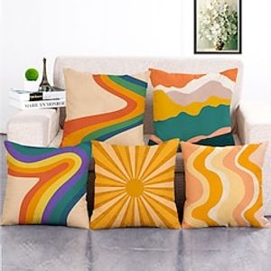 5PCS Rainbow Color Landscape Double Side Pillow Cover Soft Decorative Square Cushion Case Pillowcase for Bedroom Livingroom Sofa Couch Chair miniinthebox