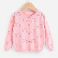 Kids Girls' Cardigan Cherry School Long Sleeve Button Fashion 7-13 Years Spring Yellow Pink Purple Lightinthebox - thumbnail