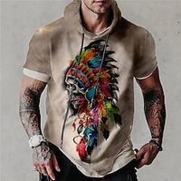 Men's Unisex Pullover Hoodie Sweatshirt Hooded Skull Graphic Prints Print Sports  Outdoor Daily Sports 3D Print Streetwear Designer Casual Hoodies Sweatshirts  Short Sleeve Brown miniinthebox - thumbnail