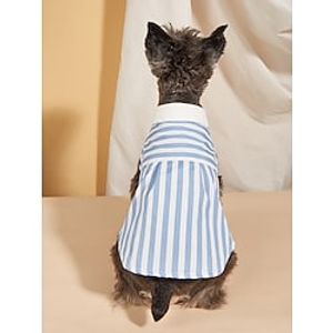 Dog Cat T-shirts Stripes Casual Daily Simple Style Casual Daily Dog Clothes Puppy Clothes Dog Outfits Soft Blue and White Costume for Girl and Boy Dog Polyster XS S M L XL Lightinthebox