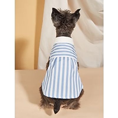 Dog Cat T-shirts Stripes Casual Daily Simple Style Casual Daily Dog Clothes Puppy Clothes Dog Outfits Soft Blue and White Costume for Girl and Boy Dog Polyster XS S M L XL Lightinthebox