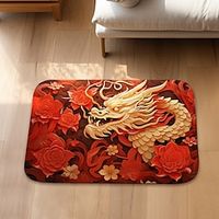 Chinese New Year Dragon Pattern Flannel Absorbent Floor Mat Suitable For Bathroom, Kitchen, Living Room Lightinthebox - thumbnail