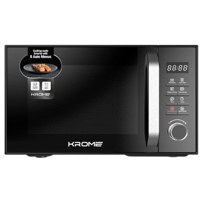Krome Microwave Oven, 25L Capacity, Digital Control, 900W Output, 5 Power Levels, 95-Minute Timer, 8 Auto Menus, Child Safety Lock, Grey Painted Cavity, Black Krome Microwave Oven, 25L Capacity, Digital Control, 900W Output, 5 Power Levels, 95-Minute Timer, 8 Auto Menus, Child Safety Lock, Grey Painted Cavity, Black