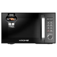 Krome Microwave Oven, 25L Capacity, Digital Control, 900W Output, 5 Power Levels, 95-Minute Timer, 8 Auto Menus, Child Safety Lock, Grey Painted Cavity, Black