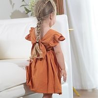 Kids Girls' Dress Solid Color Sleeveless School Formal Performance Fashion Cute Polyester Summer Spring Fall 2-12 Years Lake blue caramel colour Ginger yellow Lightinthebox