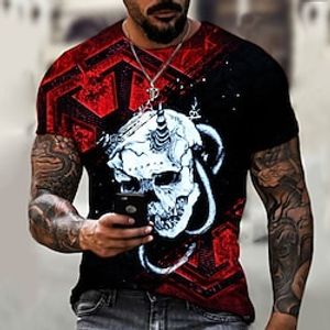 Men's Unisex T shirt 3D Print Graphic Prints Skull Crew Neck Street Daily Print Short Sleeve Tops Casual Designer Big and Tall Sports Blue Red miniinthebox