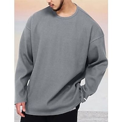 Men's Sweatshirt Pit Strip Black White Navy Blue Khaki Light Grey Crew Neck Plain Sports  Outdoor Daily Holiday Streetwear Basic Casual Spring   Fall Clothing Apparel Hoodies Sweatshirts  Lightinthebox