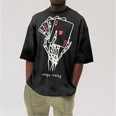 Men's T shirt Tee 3D Print Graphic Patterned Poker Plus Size Crew Neck Daily Sports Print Half Sleeve Tops Designer Basic Casual Oversized Green Black Brown / Summer miniinthebox