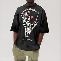 Men's T shirt Tee 3D Print Graphic Patterned Poker Plus Size Crew Neck Daily Sports Print Half Sleeve Tops Designer Basic Casual Oversized Green Black Brown / Summer miniinthebox - thumbnail
