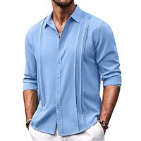 Men's Shirt Linen Shirt Button Up Shirt Summer Shirt Beach Shirt White Blue Green Long Sleeve Plain Collar Spring Summer Casual Daily Clothing Apparel Lightinthebox